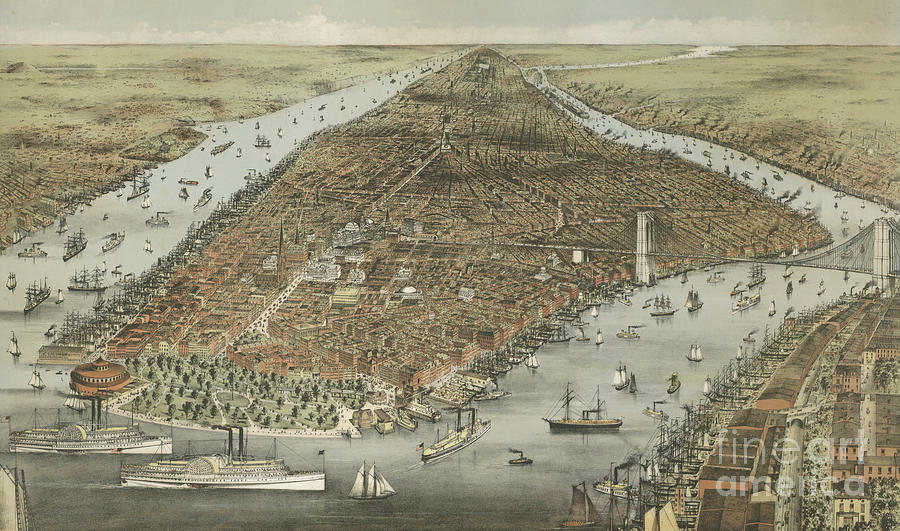 The City of New York Painting by Currier and Ives