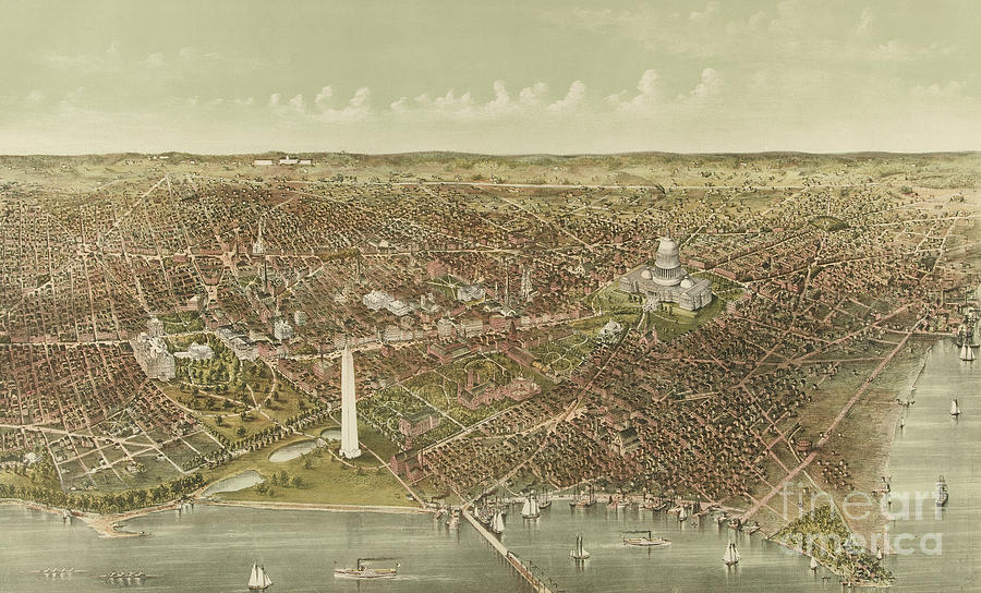 The City of Washington Painting by Currier and Ives