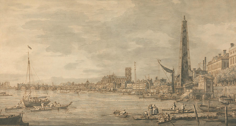 The City of Westminster from Near the York Water Gate Painting by Canaletto