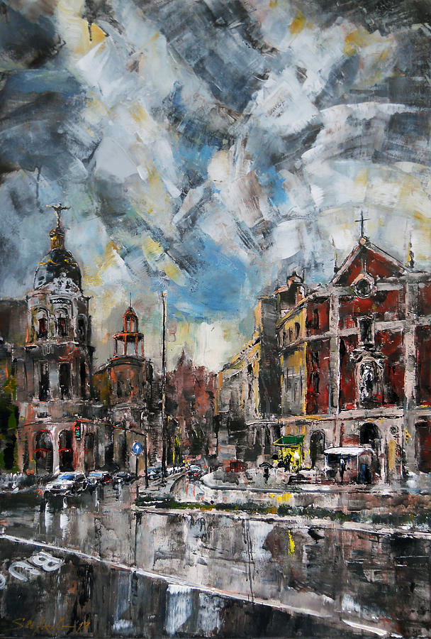 Cityscape Painting - The City Touched by the Sunset by Stefano Popovski Cityscape Painting - The City Touched by the Sunset by Stefano Popovski