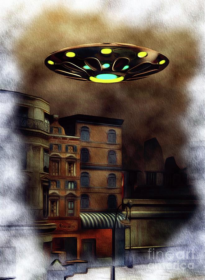 The City Visit - Ufo Invasion Painting