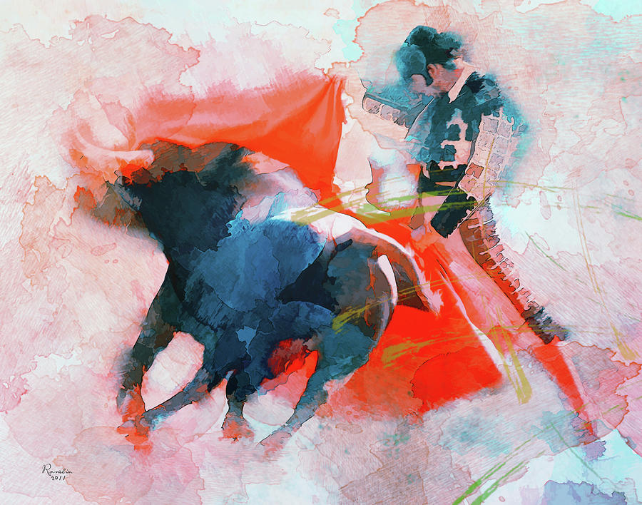 Bullfighting Painting - The clash of Power and Will by Rosalina Atanasova Bullfighting Painting - The clash of Power and Will by Rosalina Atanasova