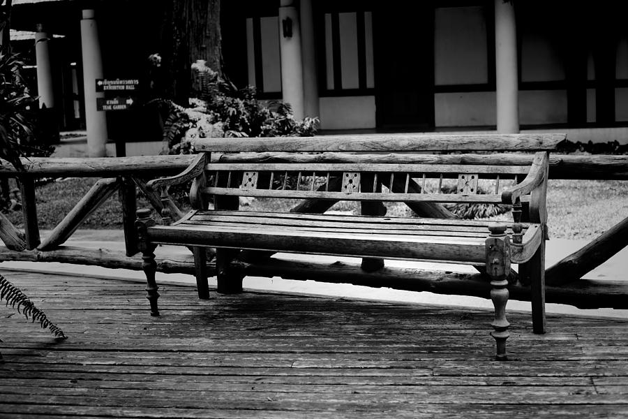 Vintage Photograph - The classic wooden chair in the garden by Adirek Kata
