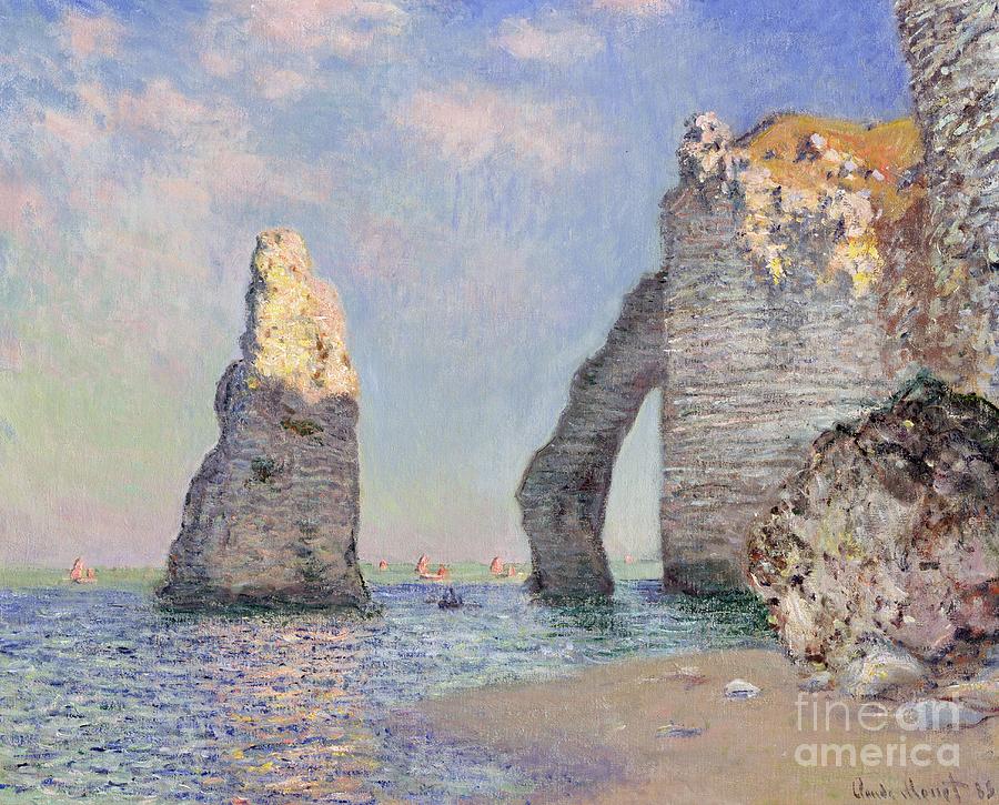 Sailboat Painting - The Cliffs at Etretat by Claude Monet
