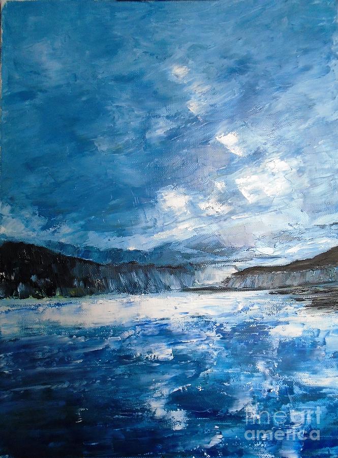 The Cliffs II, Storm Over the Sea Painting by Angela Cartner