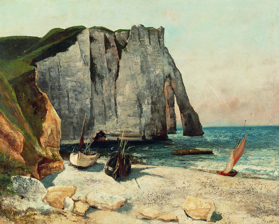 Gustave Courbet  Painting - The Cliffs of Etretat, the Port of Avale, 1869 by Gustave Courbet