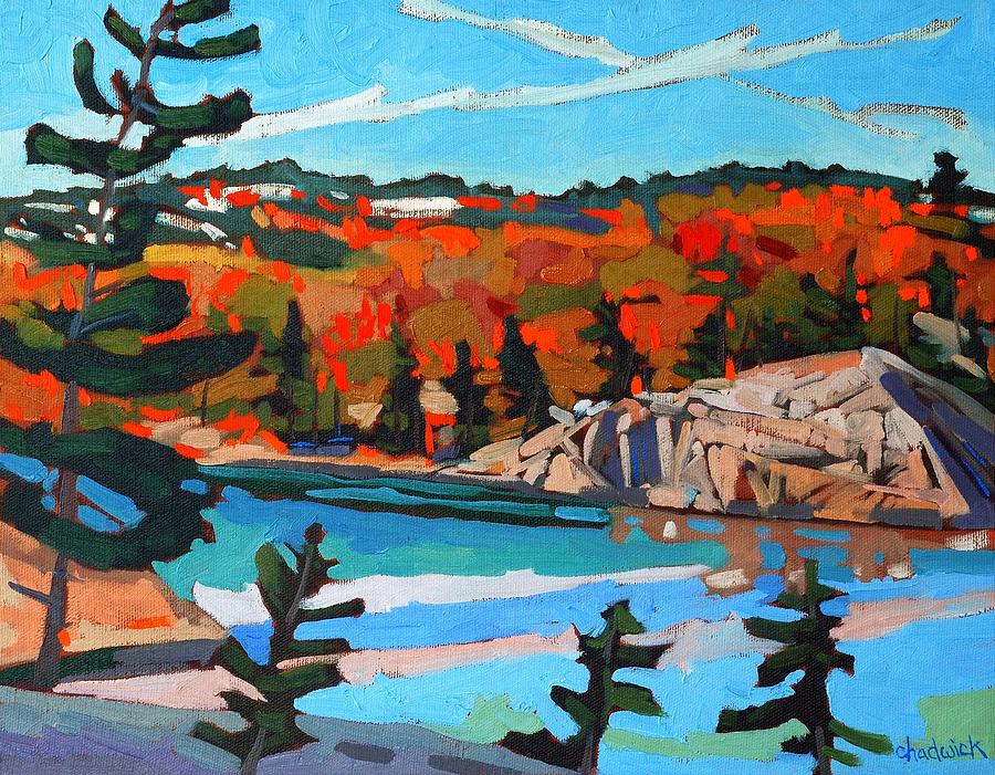 The Cliffs of George Lake Painting by Phil Chadwick