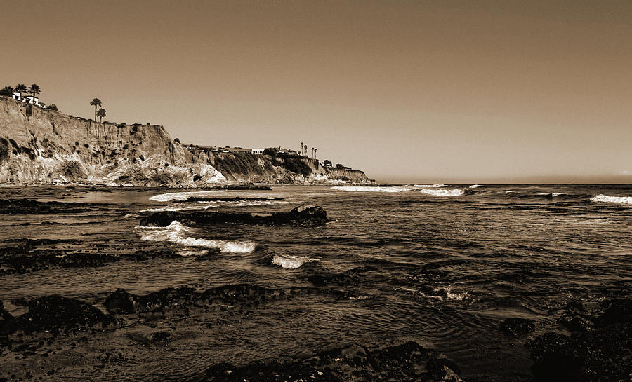 The Cliffs of Pismo Beach Sepia Photograph by Judy Vincent