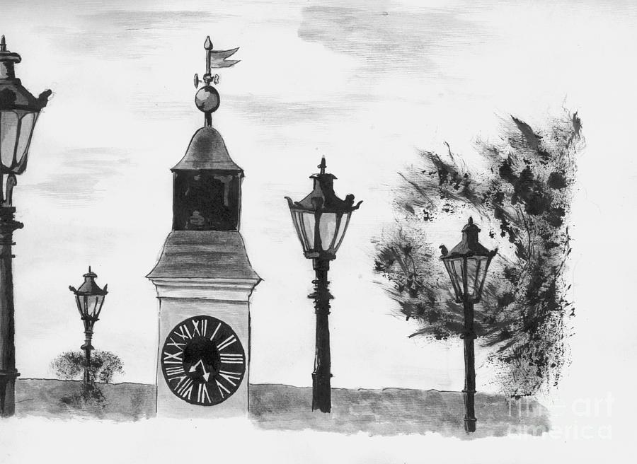 The clock tower Drawing by Dragoslav Cupic | Fine Art America