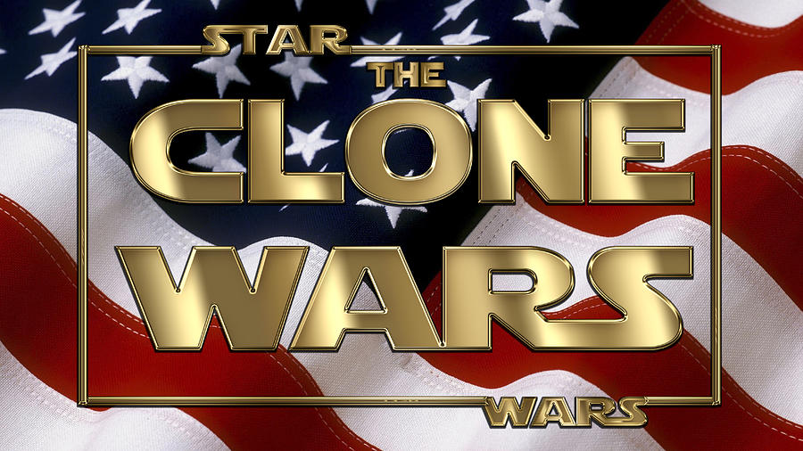 The Clone Wars Golden Typography on USA Flag Painting by Georgeta Blanaru