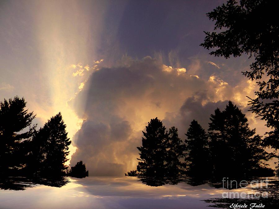 Sunset Photograph - The Cloud by Elfriede Fulda