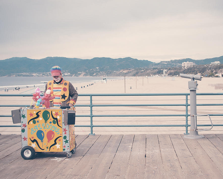 Santa Monica Photograph - The clown by Nastasia Cook