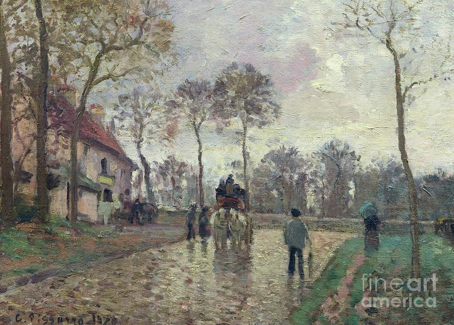 The Coach to Louveciennes Painting by Camille Pissarro