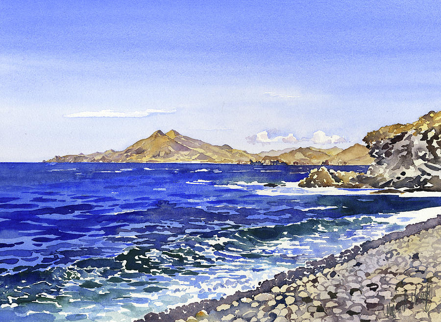 The Coast From Cala Del Carnaje Painting by Margaret Merry
