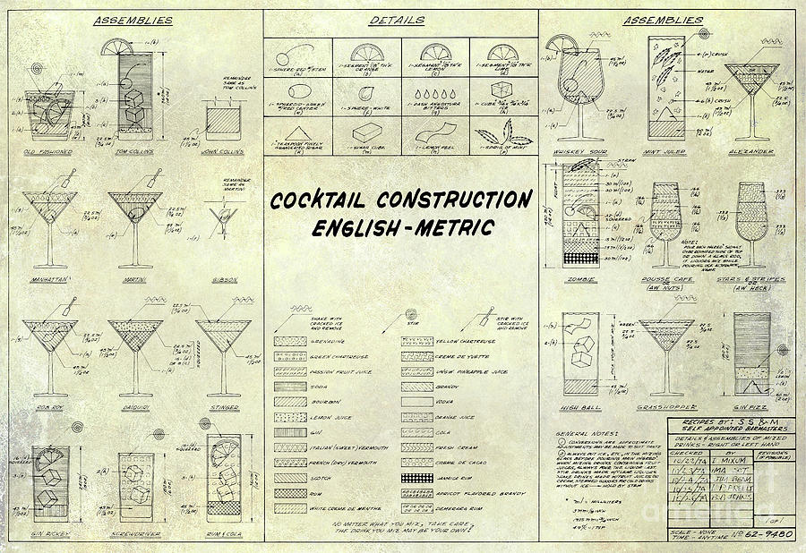 The Cocktail Construction Blueprint Photograph by Jon Neidert