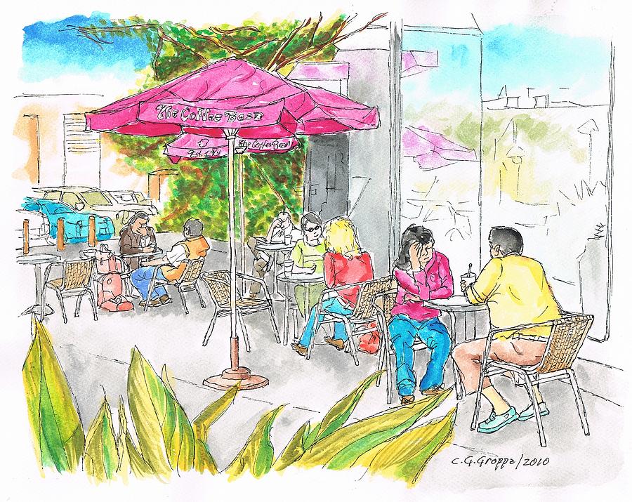 The Coffee Bean at Farmers Market, Los Angeles, California Painting by Carlos G Groppa