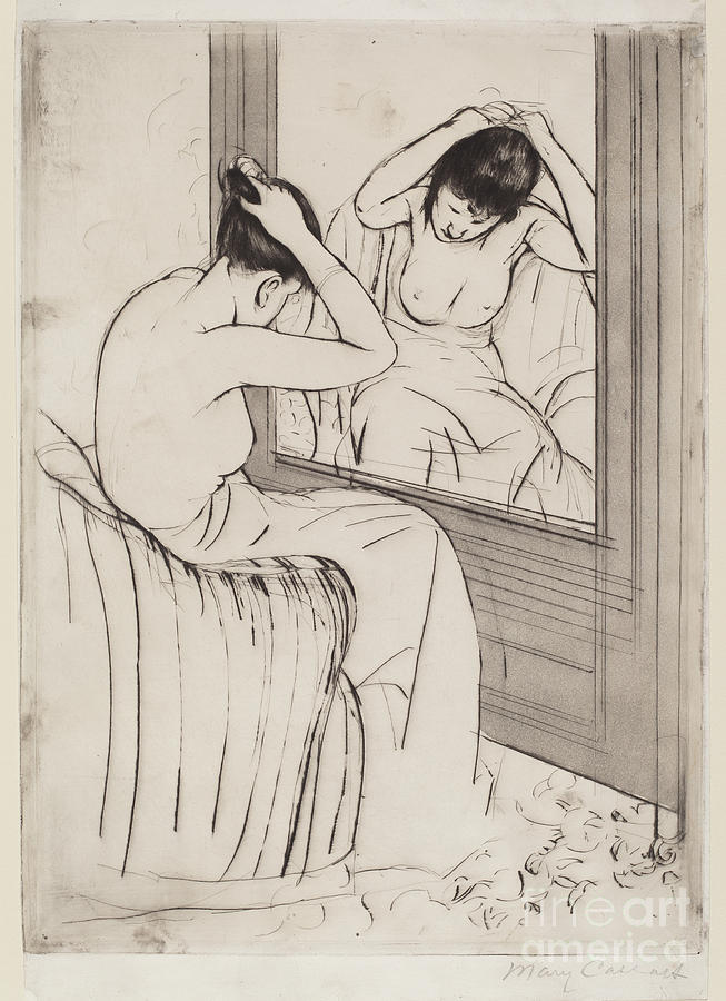 The Coiffure Drawing by Mary Cassatt