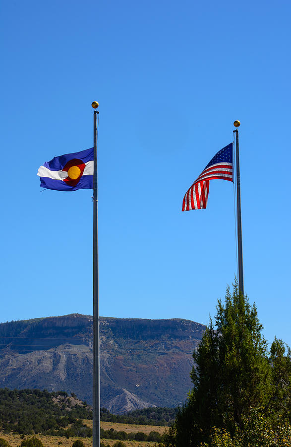 The Colorado State Flag with Old Glory Photograph by Tikvahs Hope
