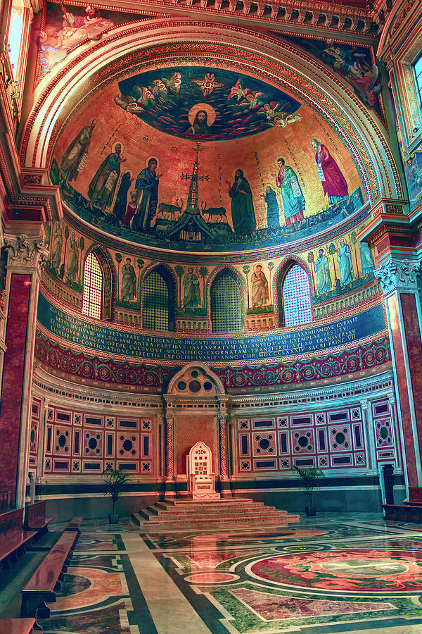 Cathedral Photograph - The colorful interior of Roman Catholic Cathedral by George Westermak