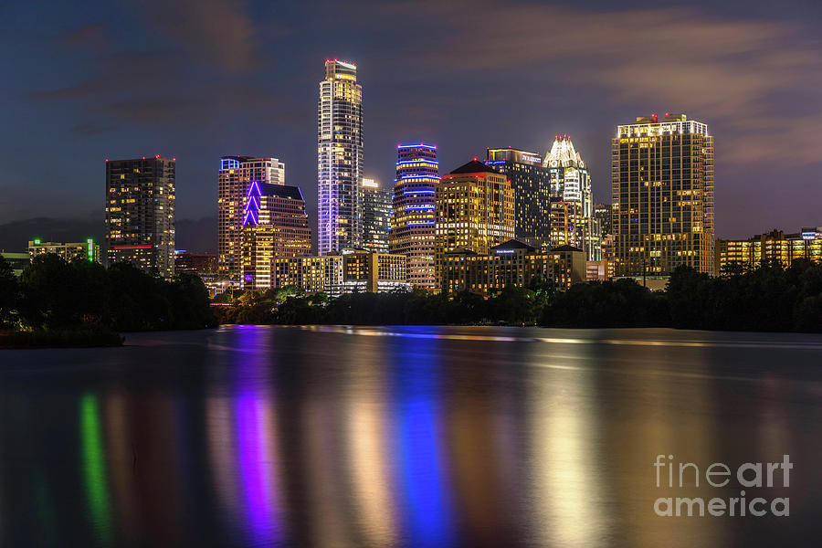 Colorful Photograph - The Colorful Neon Lights On The Austin Skyline Shine Bright by Austin Welcome Center Colorful Photograph - The Colorful Neon Lights On The Austin Skyline Shine Bright by Austin Welcome Center
