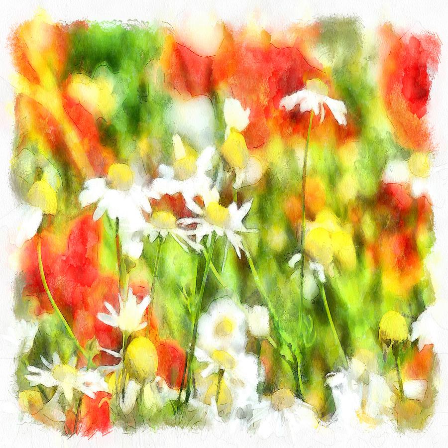 The Colors Of Spring On A Sunny Day Watercolor Painting by Taiche Acrylic Art