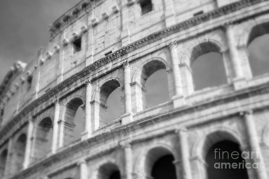 Architecture Photograph - The Colosseum in Black and White by Sonja Quintero