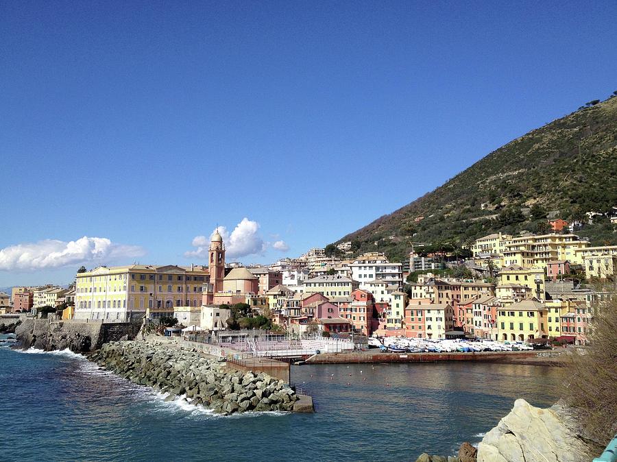 Landscape Photograph - The colourful harbour in Genoa Nervi by Stefano Bagnasco