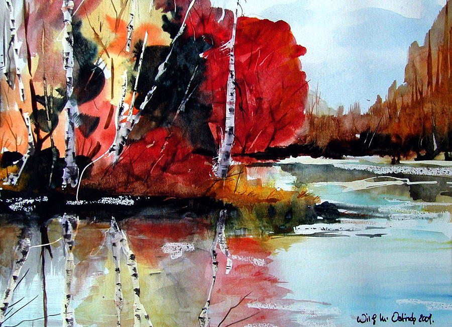 The Colours of Autum definitely red Painting by Wilfred McOstrich