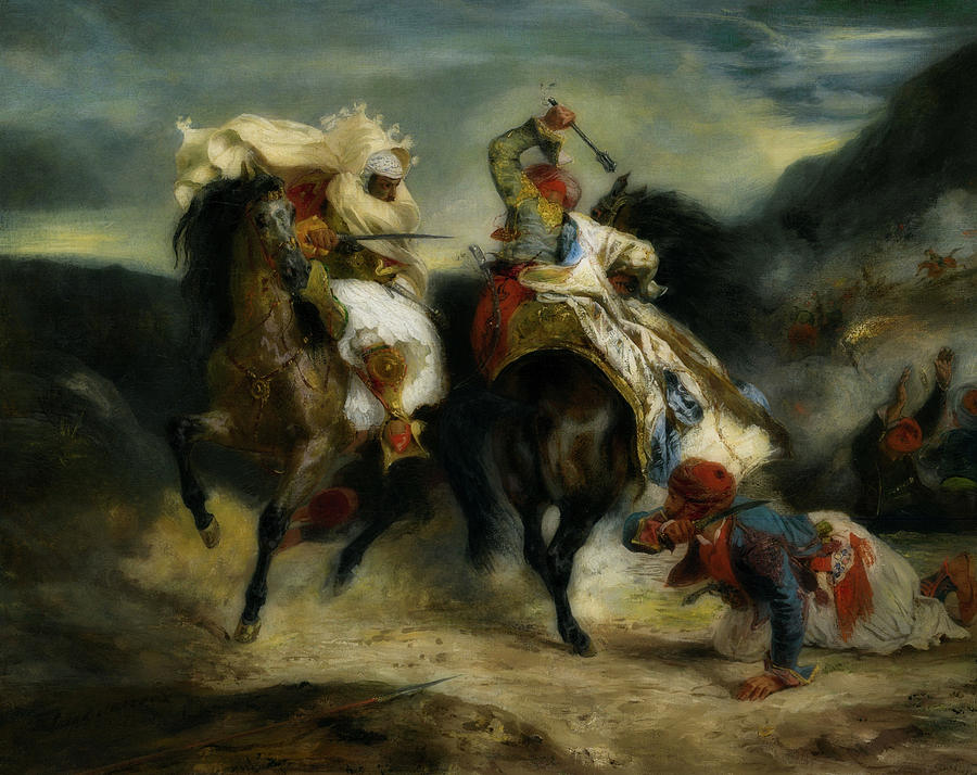 Horse Painting - The Combat Of The Giaour And Hassan by Mountain Dreams