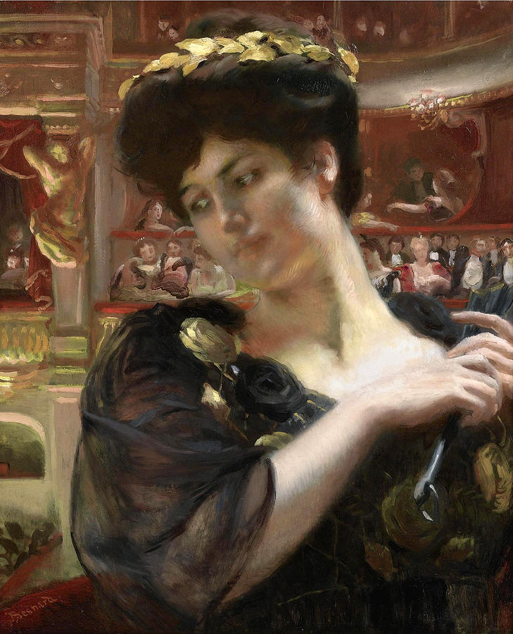 Paris Painting - The Comedie Francaise possibly a portrait of the actress Gabrielle Rejane by Paul Albert Besnard