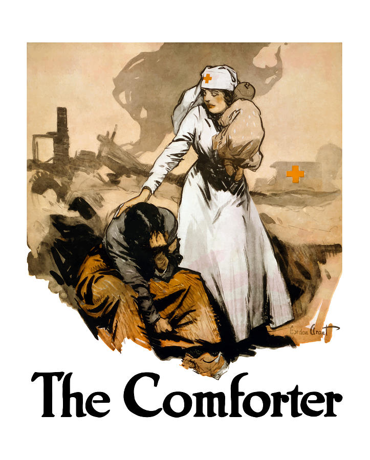 Ww1 Painting - The Comforter - World War One Nurse by War Is Hell Store