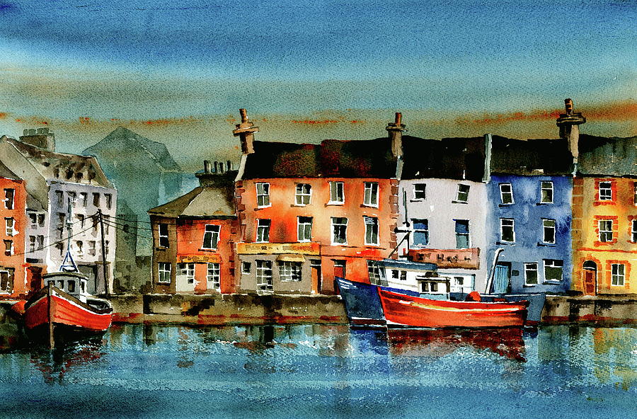 The Commercial Docks, Galway Citie Painting by Val Byrne
