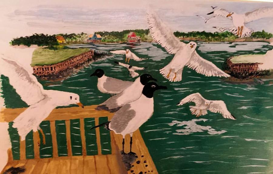 Seagull Painting - The Competition Is Fierce  by Bill Gray