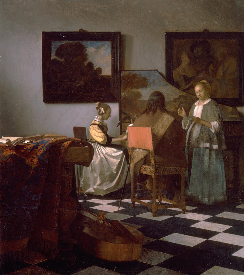 Jan Vermeer Painting - The Concert by Jan Vermeer