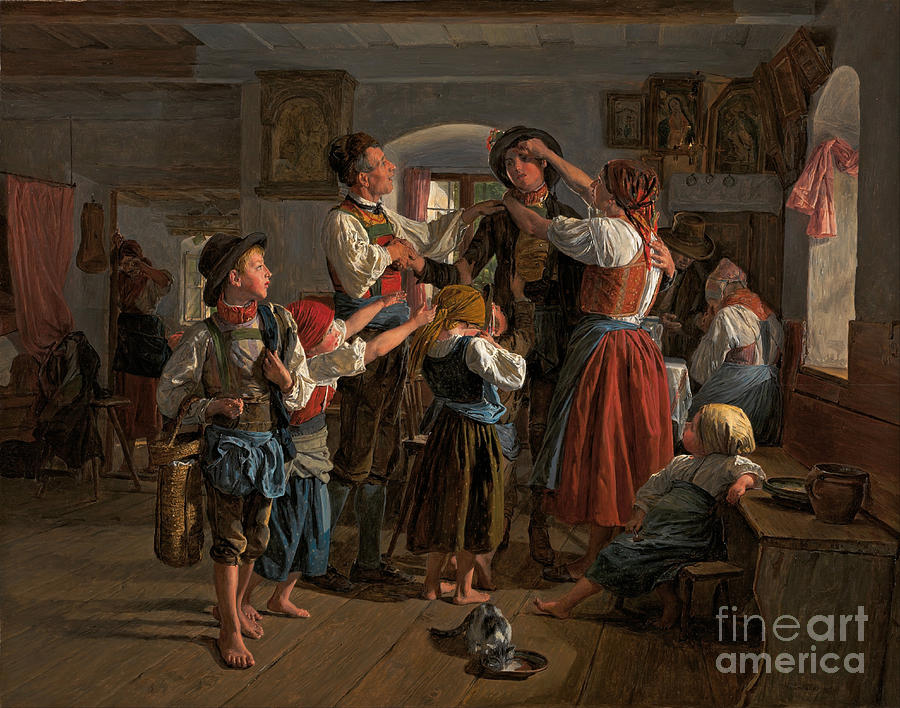 Ferdinand Georg Waldmuller Painting - The Conscripts Farewell by Celestial Images
