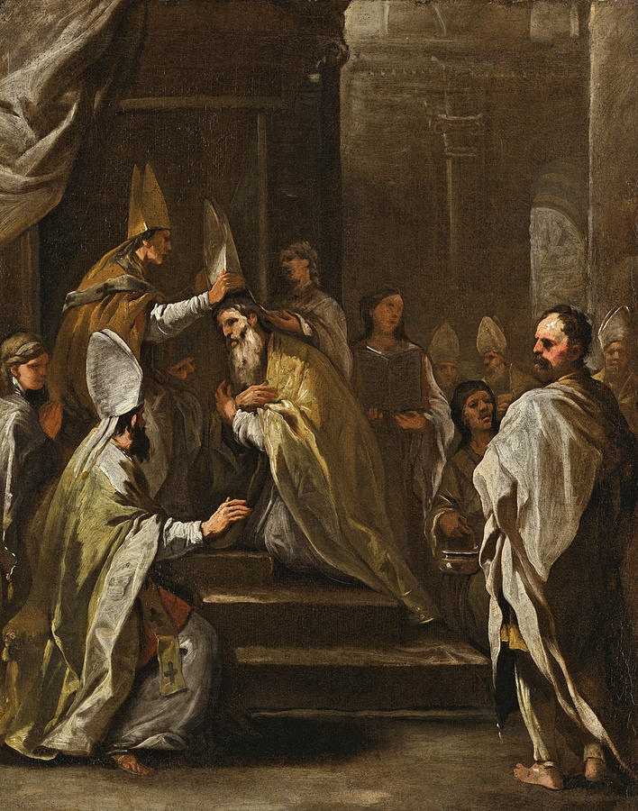 The Consecration of Saint Gregorio Armeno Painting by Luca Giordano