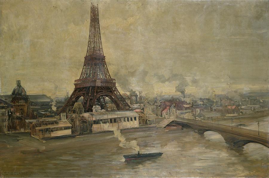 Architecture Painting - The Construction of the Eiffel Tower by Paul Louis Delance