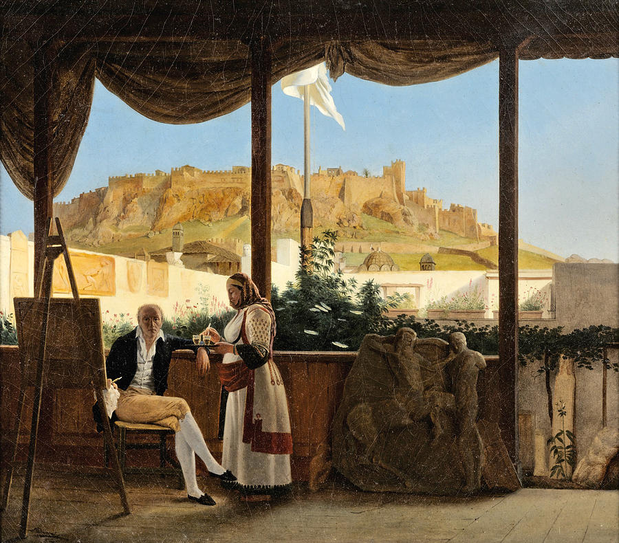 The Consul Louis Fauvel Painting. The Acropolis at the Background Painting by Louis Dupre