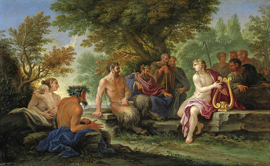 The Contest between Apollo and Marsyas Painting by Filippo Lauri