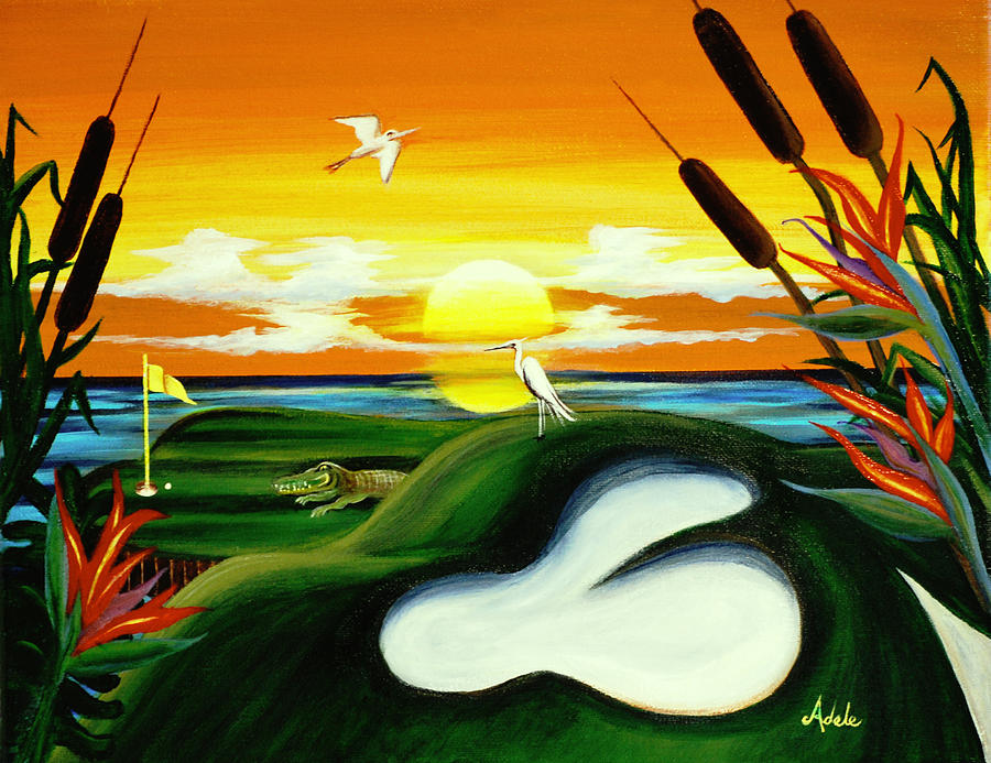 Golf Painting - The Conundrum by Adele Moscaritolo