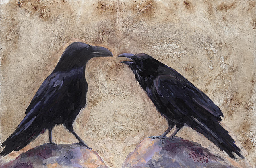 Blackbird Painting - The Conversation by Billie Colson