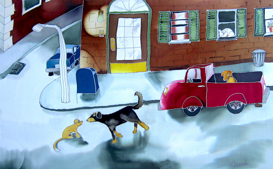 Dog Painting - The Conversation by Karen Leonard
