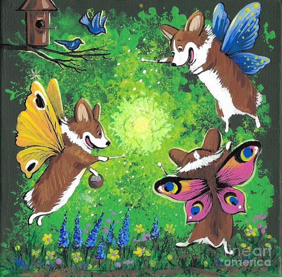 The Corgi Fairy Fair Painting by Margaryta Yermolayeva The Corgi Fairy Fair Painting by Margaryta Yermolayeva
