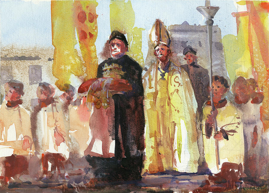 Watercolors Painting - The Coronation by Kristina Vardazaryan