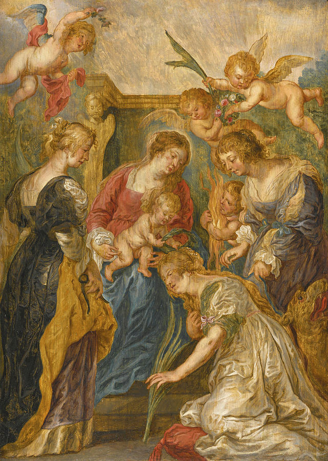 The Coronation of Saint Catherine Painting by Follower of Peter Paul Rubens
