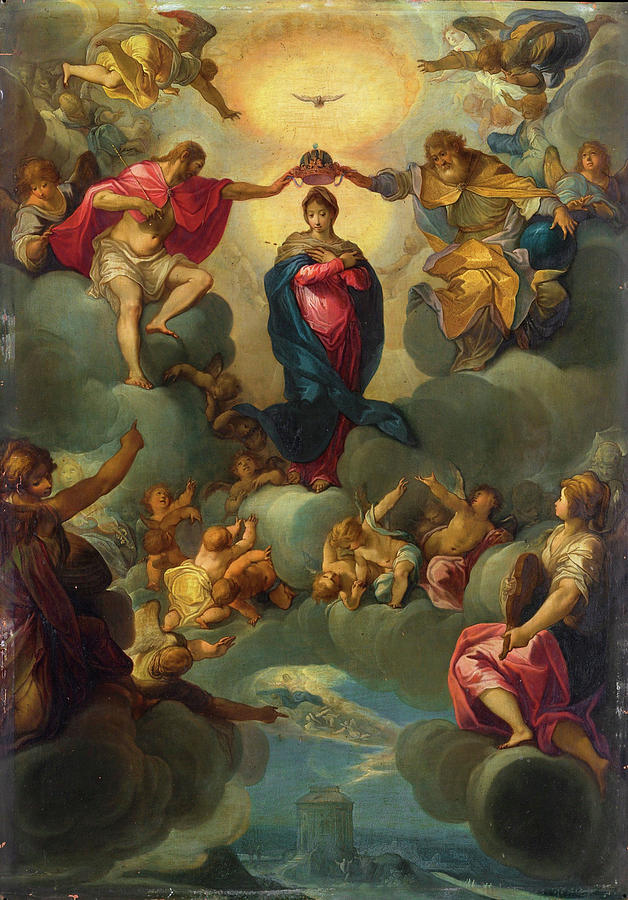The Coronation of the Virgin by the Holy Trinity Painting by Matthaeus Gundelach