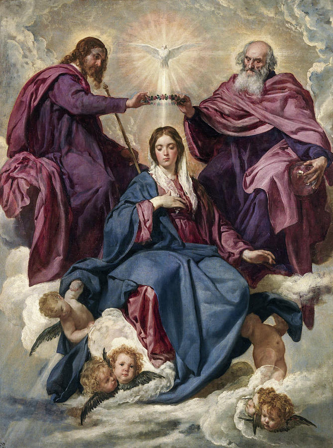 Angel Painting - The Coronation of the Virgin by Diego Velazquez