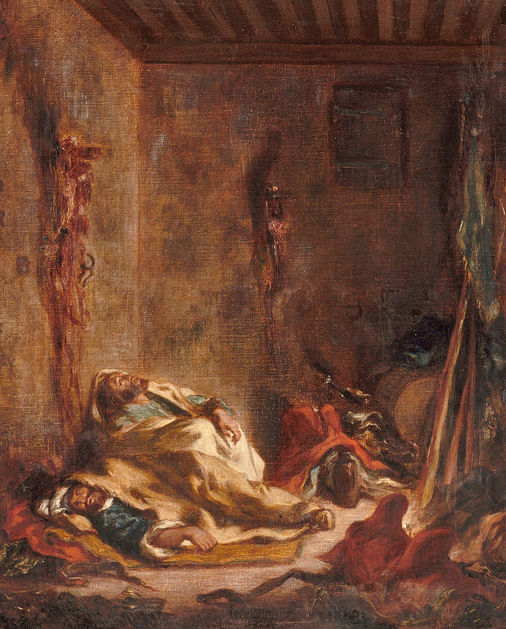 The corps de garde in Meknes Painting by Eugene Delacroix