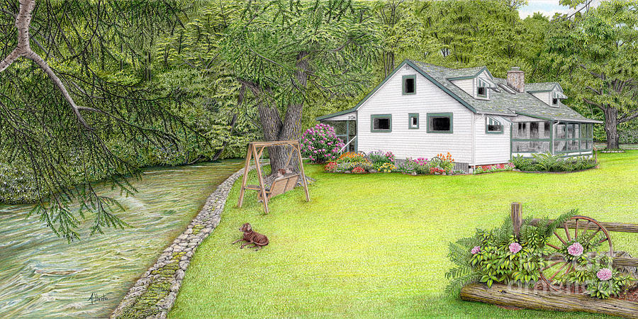 The Cottage on Indian Creek Painting by Albert Puskaric