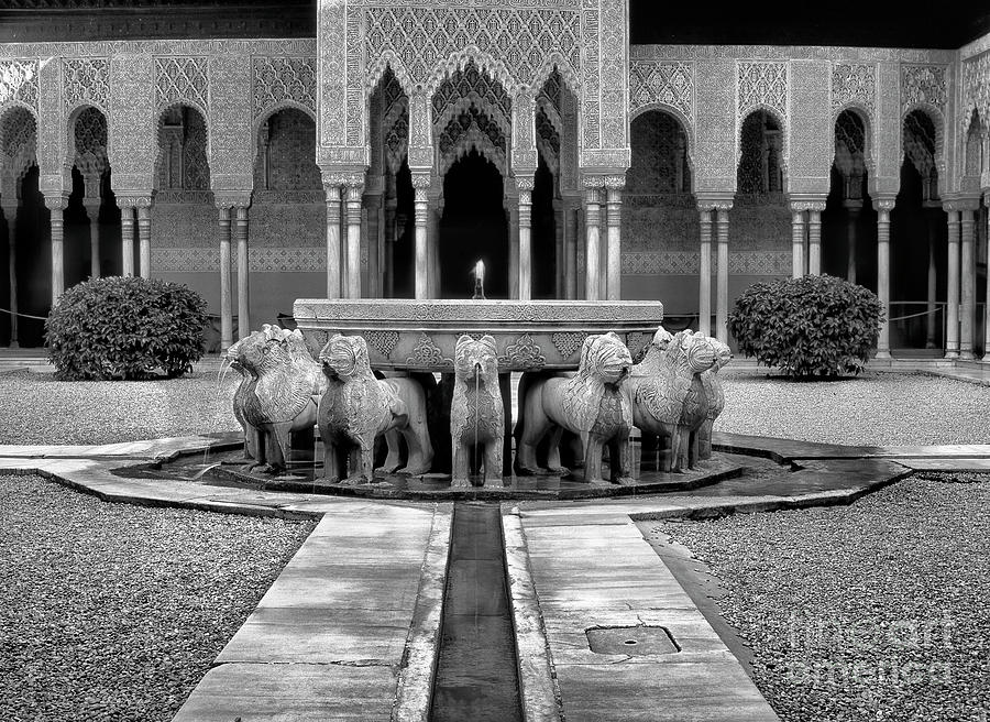 The Court Of The Lions Alhambra BW Photograph By Guido Montanes ...